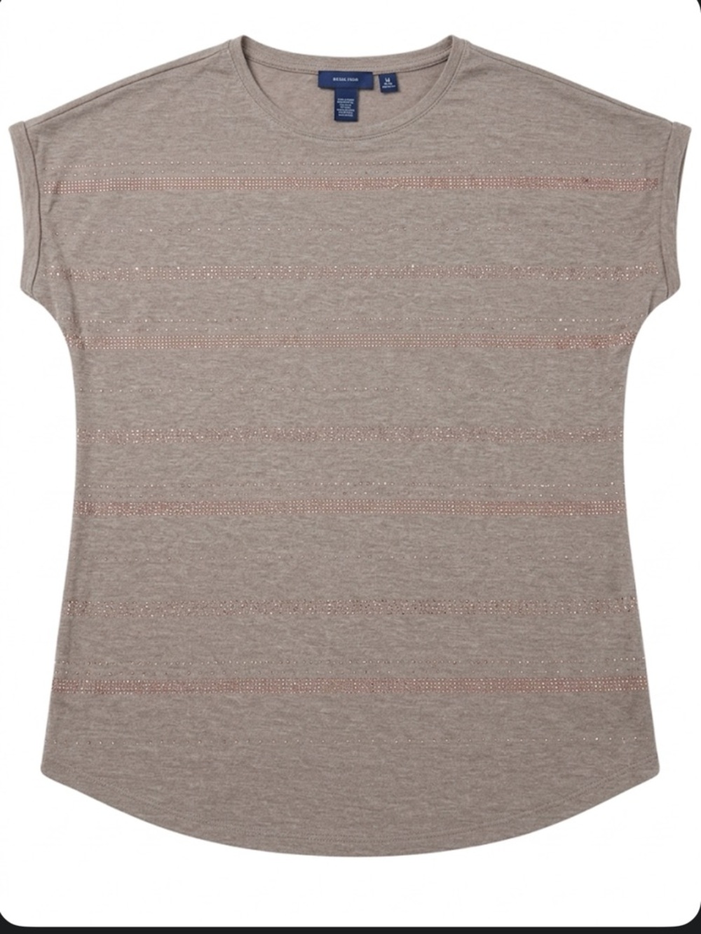 Apt. 9 Short-Sleeve Taupe Shirt with Subtle Stripe Accents